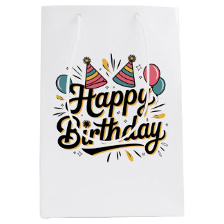 Sacola Para Presentes Média Feliz Aniversário Festivo