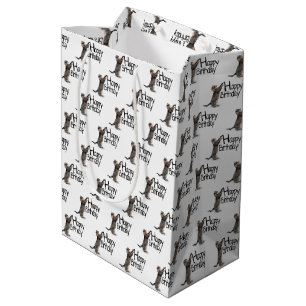 Sacola Para Presentes Média Feliz Aniversário Gato Malhado divertido