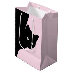 Sacola Para Presentes Média Feliz Aniversário, Idade e Nome do Gato Negro Sly