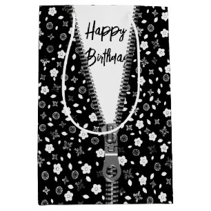Sacola Para Presentes Média Feliz Aniversário Posy Impressão com Zipper