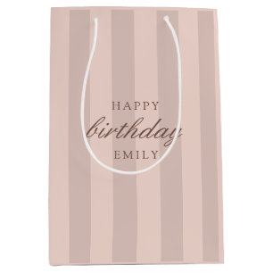 Sacola Para Presentes Média Feliz Aniversário Rosa Elegante