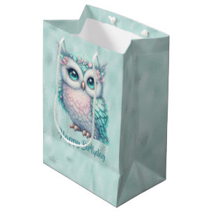 Sacola Para Presentes Média Feliz Aniversário Turquesa Owen em Aqua Shiny