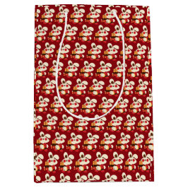 Sacola Para Presentes Média Feliz Ano do Coelho e Dragão Vermelho Dourado orie
