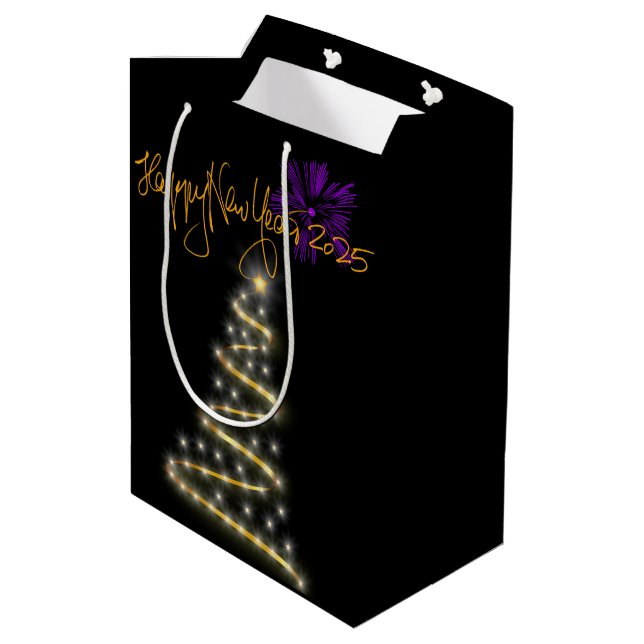 Sacola Para Presentes Média Feliz ano novo 2025 (Verso inclinado)