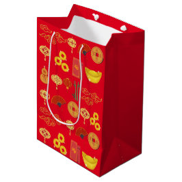 Sacola Para Presentes Média Feliz Ano Novo Chinês Elemento Vermelho