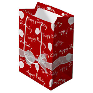 Sacola Para Presentes Média Feliz Arco de aniversário e balões