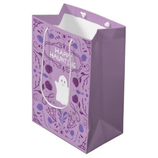 Sacola Para Presentes Média "Feliz Caça" Lindo Fantasma de Halloween