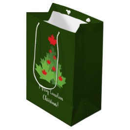 Sacola Para Presentes Média Feliz canadense Maple Leaf Flag Christmas