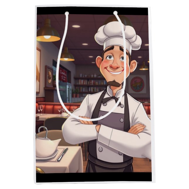 Sacola Para Presentes Média Feliz Chef (Frente)