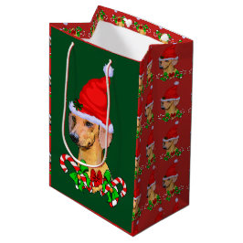Sacola Para Presentes Média Feliz de Natal Dachshund