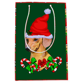 Sacola Para Presentes Média Feliz de Natal Dachshund