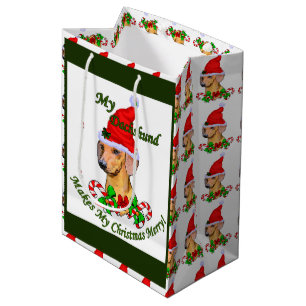 Sacola Para Presentes Média Feliz de Natal Dachshund