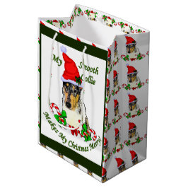 Sacola Para Presentes Média Feliz de Natal Smooth Collie