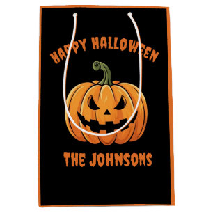 Sacola Para Presentes Média Feliz Dia das Bruxas Feliz de Pumpkin Feliz e Boni