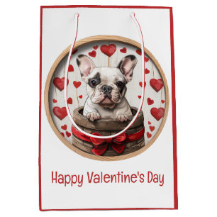 Sacola Para Presentes Média Feliz Dia dos Namorados Bulldog Francês