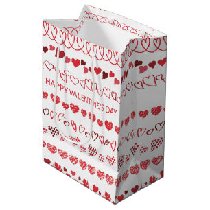 Sacola Para Presentes Média Feliz Dia dos Namorados Corações Feriado Romântico