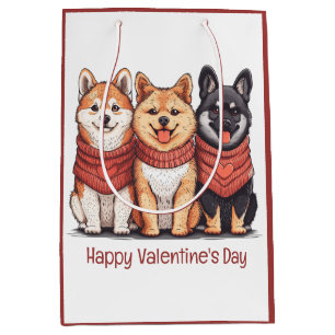 Sacola Para Presentes Média Feliz Dia dos Namorados Shiba Inu Cães