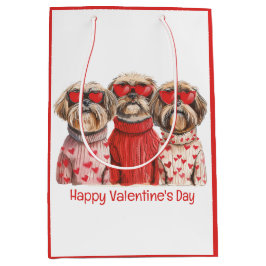 Sacola Para Presentes Média Feliz Dia dos Namorados Shih Tzu Dogs