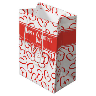 Sacola Para Presentes Média Feliz Dia dos Namorados Vermelho, coração aberto
