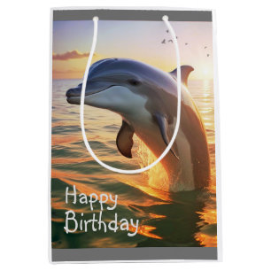 Sacola Para Presentes Média Feliz Dolphin Gift Bag