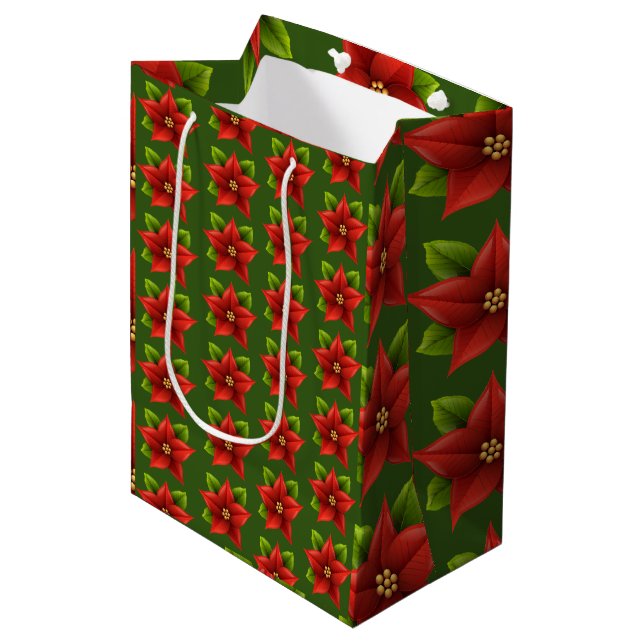 Sacola Para Presentes Média Feliz Flor de Natal (Frente inclinada)