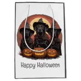 Sacola Para Presentes Média Feliz Halloween Labrador Cachorros de Rebanho