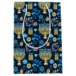 Sacola Para Presentes Média Feliz Hanukkah Gift Bag