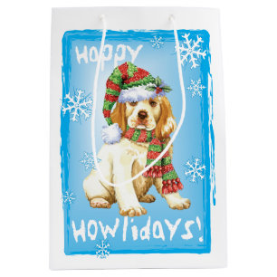 Sacola Para Presentes Média Feliz Howlidays Clumber Spaniel