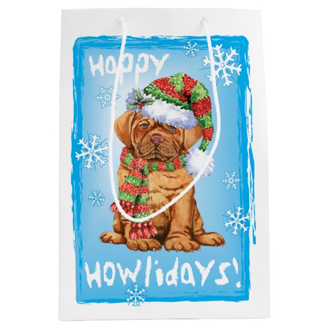Sacola Para Presentes Média Feliz Howlidays Dogue (Frente)