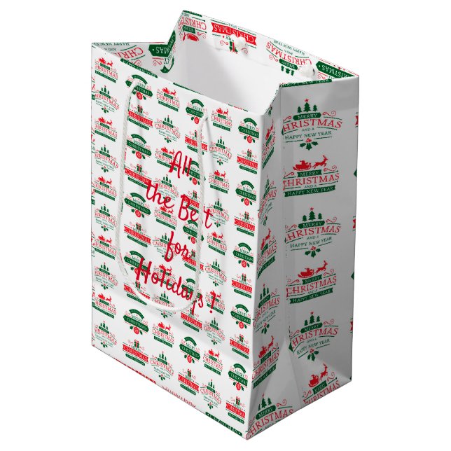 Sacola Para Presentes Média Feliz Natal (Frente inclinada)