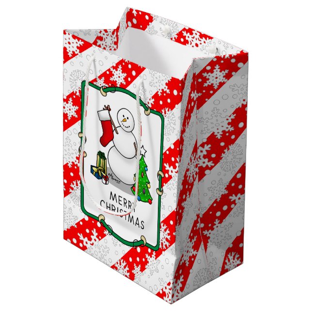 Sacola Para Presentes Média Feliz Natal 2 Árvore de Neve (Frente inclinada)