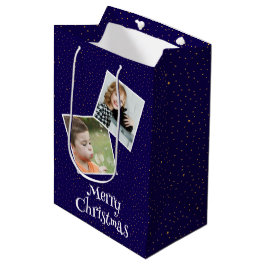 Sacola Para Presentes Média Feliz Natal 2 fotos e estrelas personalizadas