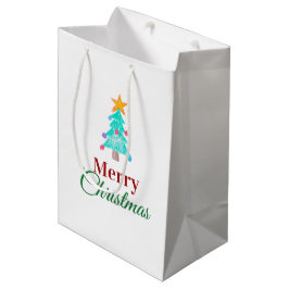 Sacola Para Presentes Média Feliz Natal. Adicione a Foto do Seu Filho