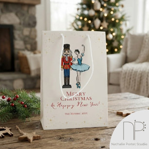 Sacola Para Presentes Média Feliz Natal Ballet Nutcracker