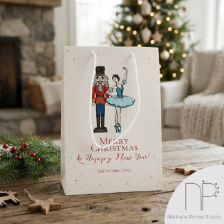 Sacola Para Presentes Média Feliz Natal Ballet Nutcracker
