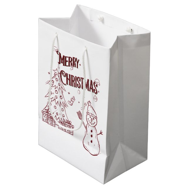 Sacola Para Presentes Média Feliz Natal Divertido (Frente inclinada)