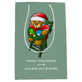 Sacola Para Presentes Média Feliz Natal do Urso de Teddy