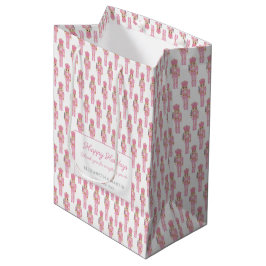Sacola Para Presentes Média Feliz Natal Feriados de Nozes Rosa Pink Pastel