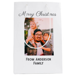 Sacola Para Presentes Média Feliz Natal foto do amor moderno família simples m