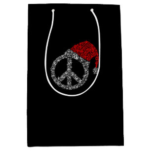 Sacola Para Presentes Média Feliz Natal Hippies Símbolo Santa Claus Hat