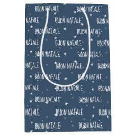 Sacola Para Presentes Média Feliz Natal Italiano Em Flocos De Neve