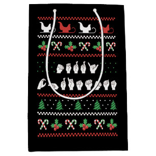 Sacola Para Presentes Média Feliz Natal - Língua de Sinais Americana da ASL I