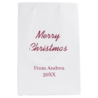 SACOLA PARA PRESENTES MÉDIA FELIZ NATAL MARON DE NOME 20XX SIMPLES MÍNIMO