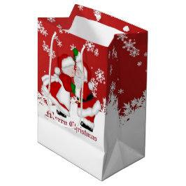 Sacola Para Presentes Média Feliz Natal MistletoPapais noeis Gift Bag