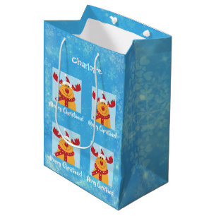 Sacola Para Presentes Média Feliz Natal Rudolph Reindeer Personalize Nome