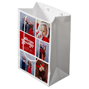 Sacola Para Presentes Média Feliz Natal Simples Foto da Tipografia Retrorístic