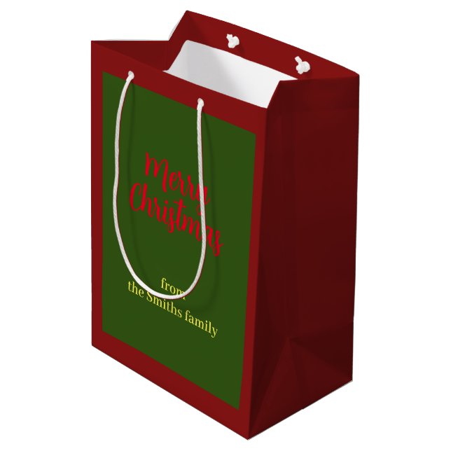 Sacola Para Presentes Média Feliz Natal Verde e Mínimo Vermelho (Verso inclinado)
