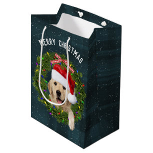 Sacola Para Presentes Média Feliz Ouro de Natal para sempre na xadrez