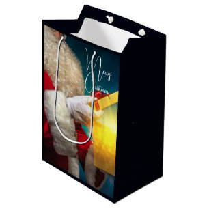 Sacola Para Presentes Média Feliz Papai noel de Natal e presente