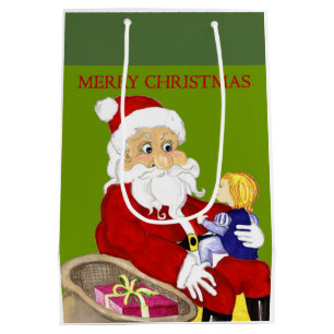 Sacola Para Presentes Média Feliz Papais noeis de Natal e saco de presentes pa